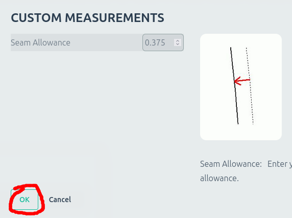 Dialog:  Custom Measurements